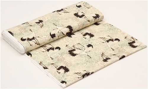 cream crane and flower fabric by Timeless Treasures 3