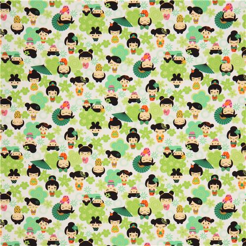 cream cute character flower anime fabric Manga fabric 2