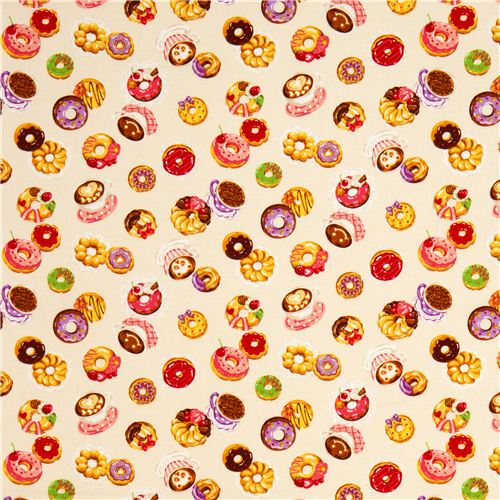 cream donut and coffee fabric by Cosmo from Japan 2