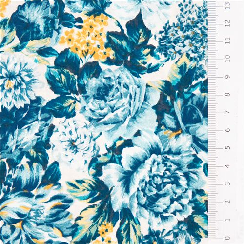 Wild Bloom Emporium Flowers Roses Dahlia Fabric by Liberty Fabrics ...