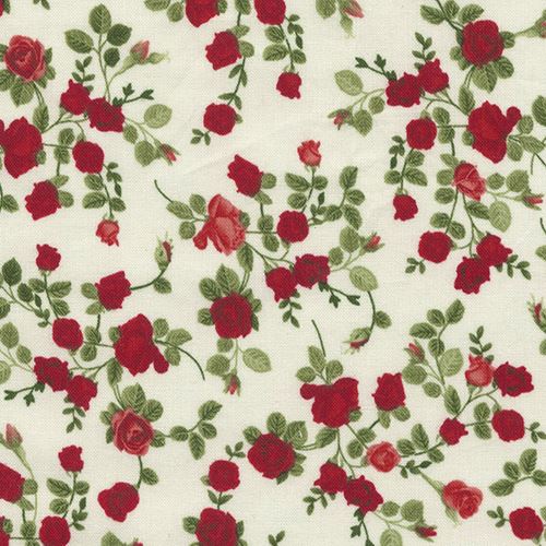 cream fabric with small red rose flower by Timeless Treasures Fabric by ...