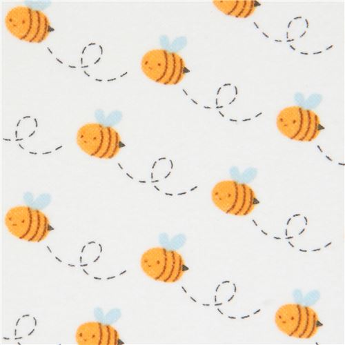 Cremefarbener Flanell mit kleinen Bienen von Robert Kaufman Stoff