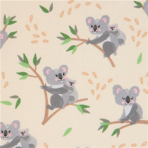 cream flannel fabric with grey koala bears by Robert Kaufman - modeS4u