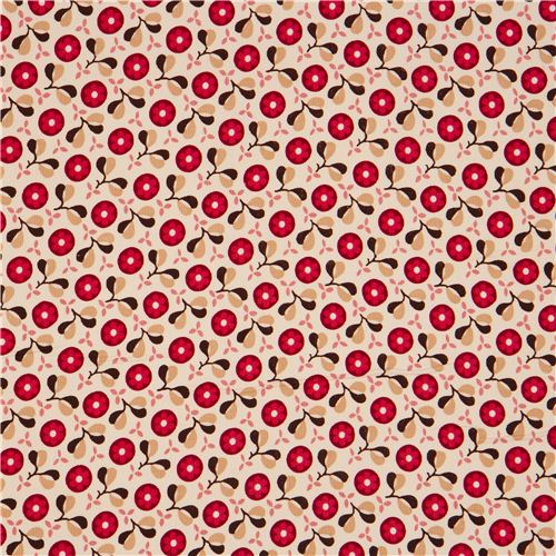 cream flower corduroy fabric pink flowers Timeless Treasures 2