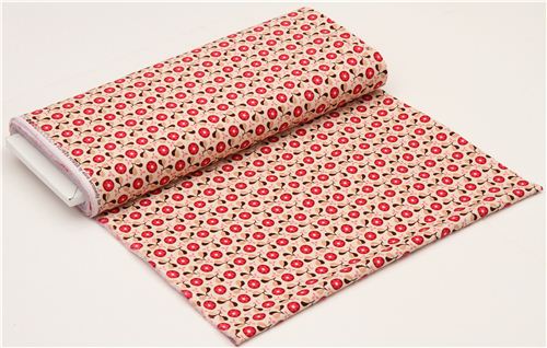 cream flower corduroy fabric pink flowers Timeless Treasures 3