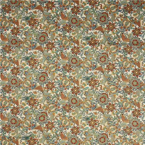 cream flower fabric with gold Timeless Treasures 2