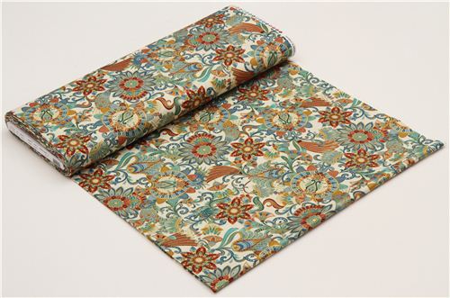 cream flower fabric with gold Timeless Treasures 3