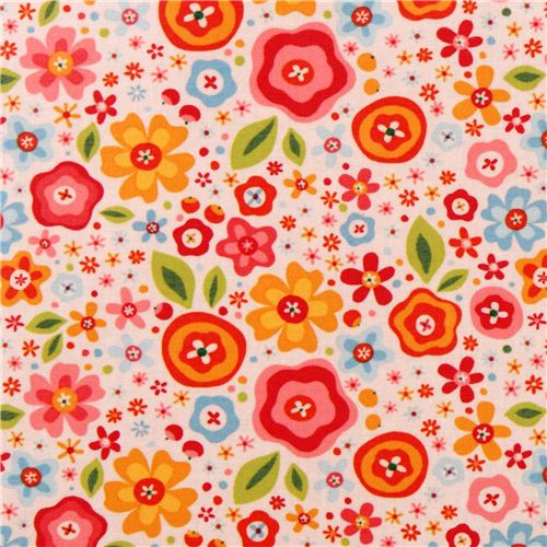 cream flower laminate fabric Riley Blake My Sunshine Fabric by Riley