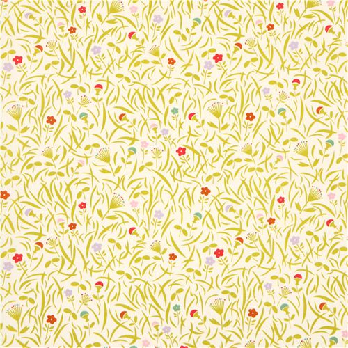 cremefarbener Blumenwiese birch Bio-Stoff USA 2