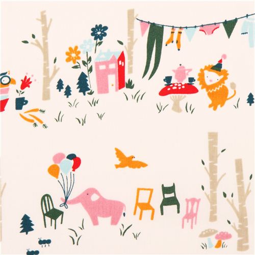 cream forest animal birch organic fabric Everyday Party 1
