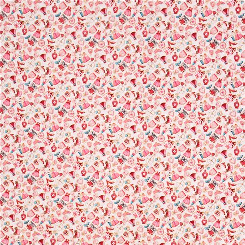 cream glitter Cinderella fairy tale castle shoe ring fabric by Kokka 2