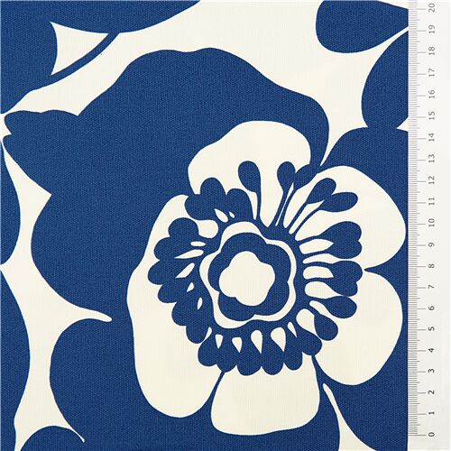 Large Sofia Dark Blue Flowers Fabric by Alexander Henry - modeS4u