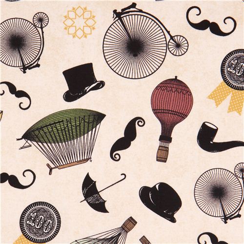 cream hot air balloon tophat fabric by Andover USA 2