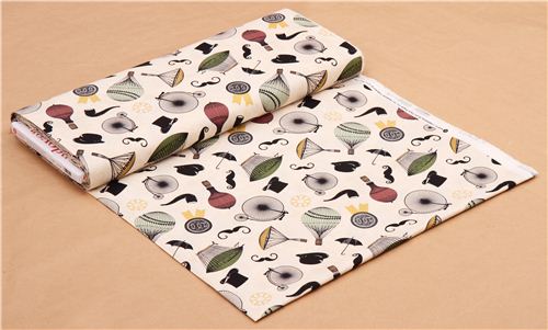 cream hot air balloon tophat fabric by Andover USA 4