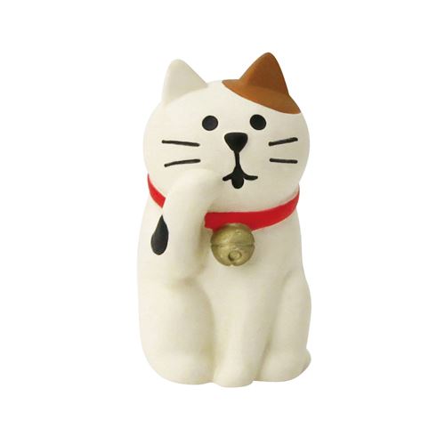 cream lucky cat figurine from Decole Japan Figurines Stationery