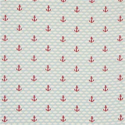 cream maritime birch anchor organic fabric Litte Red Anchor 2