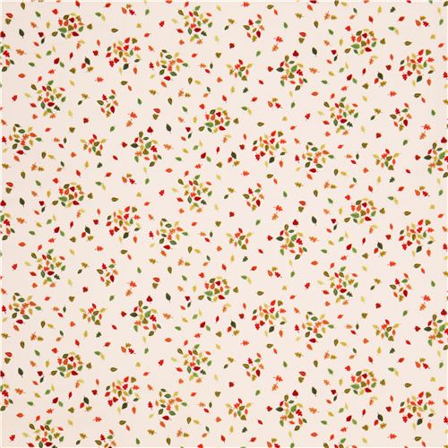 cream mini autumn leaf flower fabric by Andover USA 2