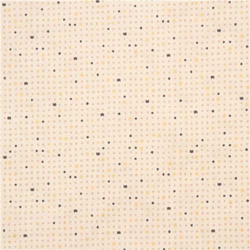 cream mini cat face paw fabric with gold metallic embellishment from Japan 2