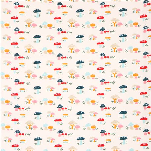 cream mushroom toadstool birch organic fabric Everyday Party 2