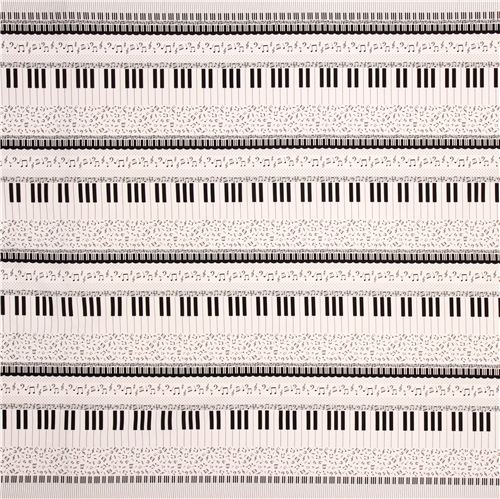 cream music note Cosmo piano stripe retro oxford fabric from Japan 2