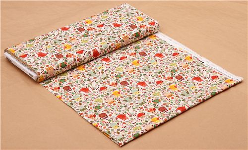 cream owl autumn forest leaf fabric by Andover USA 3