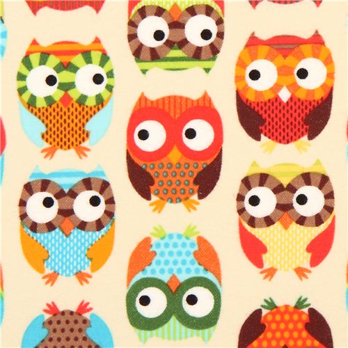 cream owl flannel fabric Timeless Treasures Fabric by Timeless