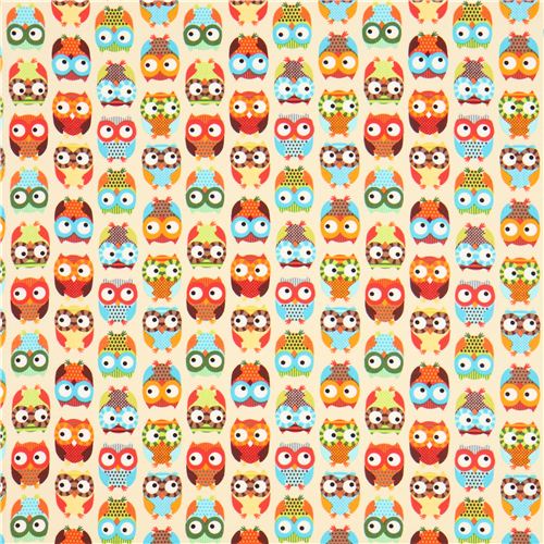 cream owl flannel fabric Timeless Treasures 2
