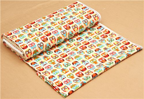 cream owl flannel fabric Timeless Treasures 3