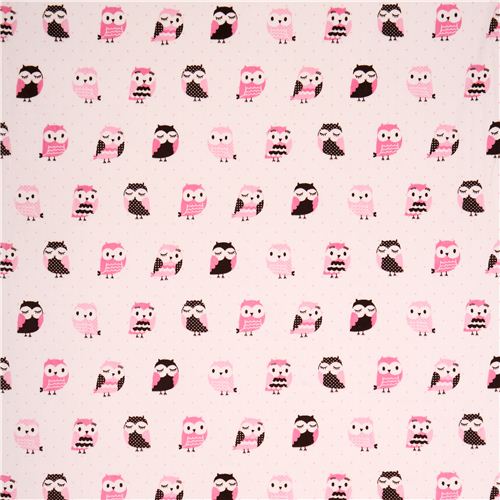 cream owl minky fabric fleece plush USA Fabric by Japanese Indie modeS4u