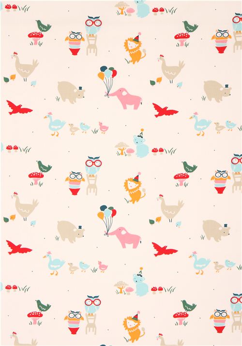 cream party animal bear birch organic fabric Everyday Party 2