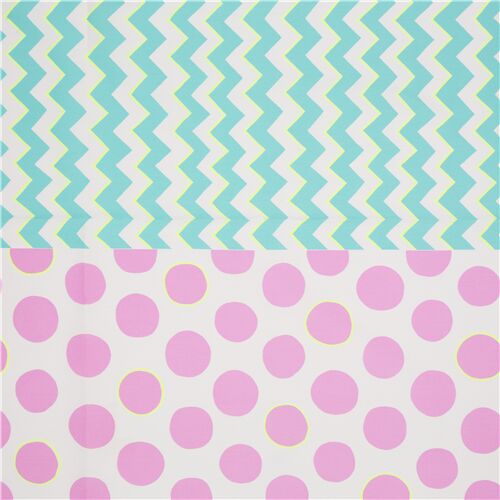 Large Vivid Dots Zigzag Stripes Fabric by Kokka - modeS4u