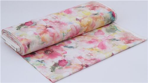 Moygashel  Fabric ‘Nicole’ Artilla Cream,Pink &Light Raspberry Floral Fq  22x18”