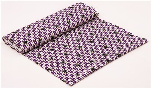 cream-purple fortune cat animal Japanese arrow pattern Asia fabric from Japan 4