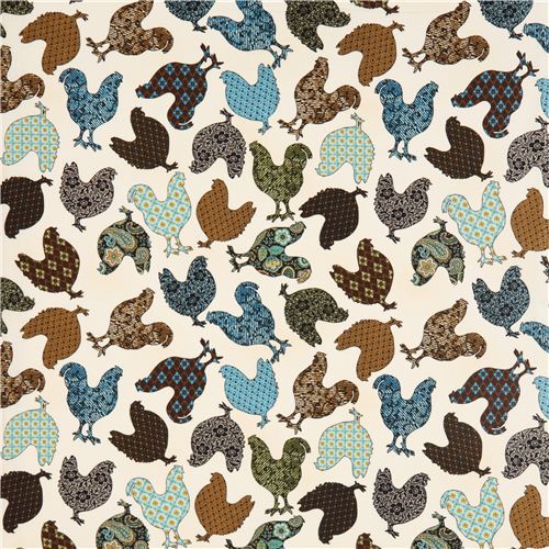 cremefarbener Hahn Tier Stoff von Timeless Treasures USA 2