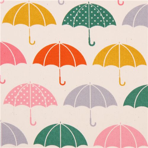 cream umbrella fabric cotton printed twill Fabric by Cosmo modeS4u