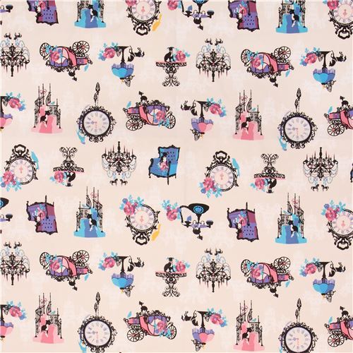 cream with dog carriage clock Canvas fabric from Japan modeS4u