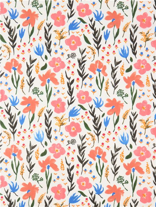 cream with leaf flower Cloud 9 organic cotton fabric Gather 3