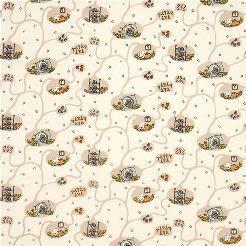 creme birch organic fabric from the USA sleeping animals 2