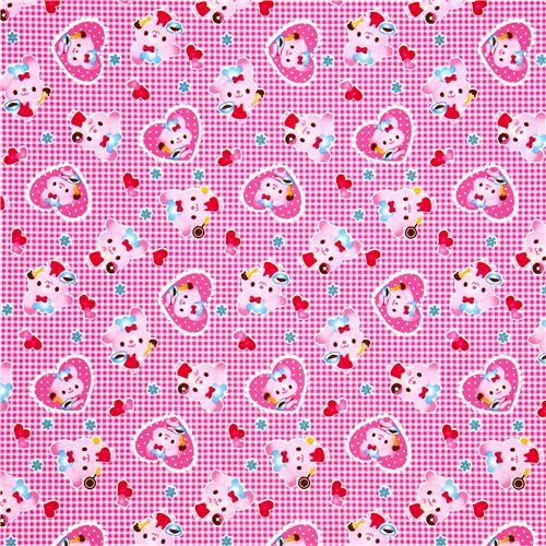 cute  fabric with rabbit heart doughnut par Kokka Japan 2