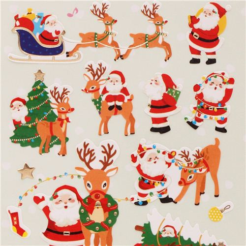 cute Christmas reindeer stickers with gold metallic from Japan - modeS4u
