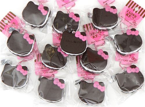 cute Hello Kitty chocolate biscuit bow squishy charm  3