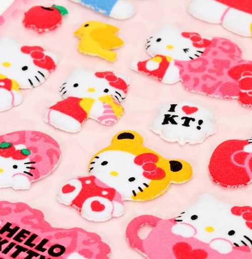 cute Hello Kitty felt puffy sticker with hearts modeS4u
