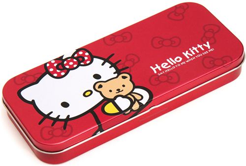 cute Hello Kitty pencil case tin can with teddy bear - Pencil Cases ...