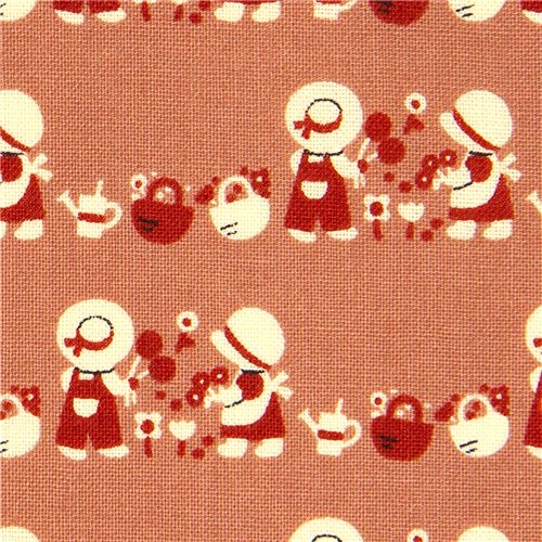 cute Kokka fabric with children & flowers dal Giappone1