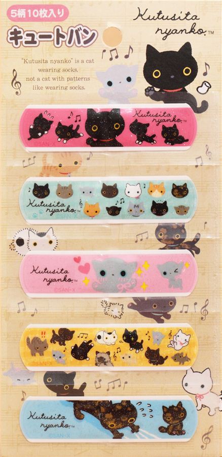 cute Kutusita Nyanko cat music glitter bandage band-aid 10 pieces - modeS4u