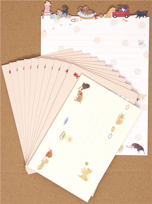 cute Letter Paper Set with dogs by SanX Letter Sets Stationery