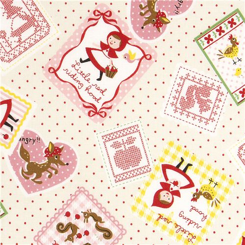 cute Little Red Riding Hood fabric with wolf squirrel 1
