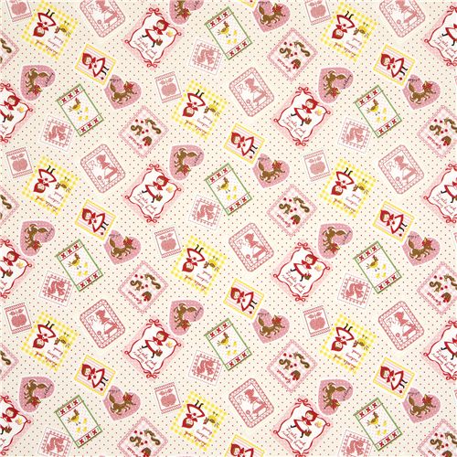 cute Little Red Riding Hood fabric with wolf squirrel 2
