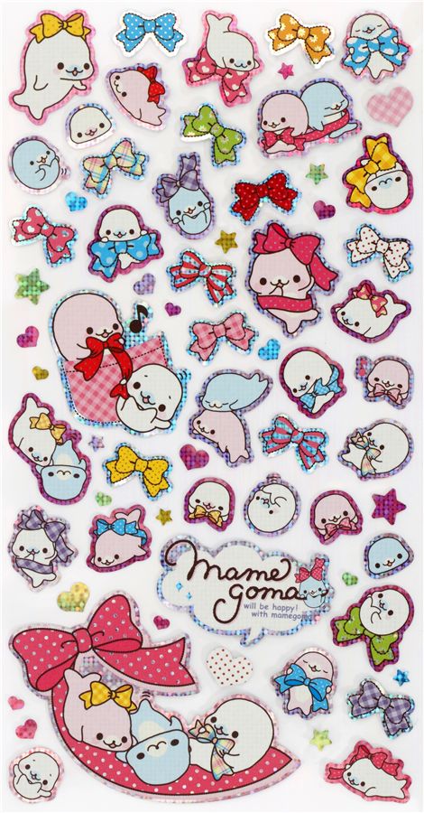 cute mamegoma glitter san x sticker with ribbons sticker sheets