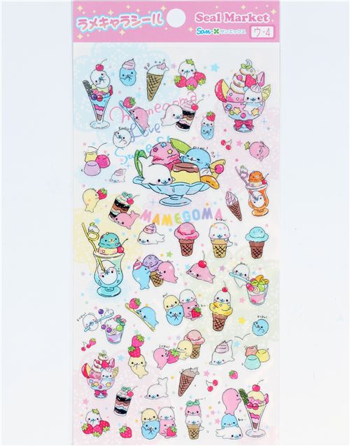 cute mamegoma seal ice cream glitter san x sticker flannel sheets christmas